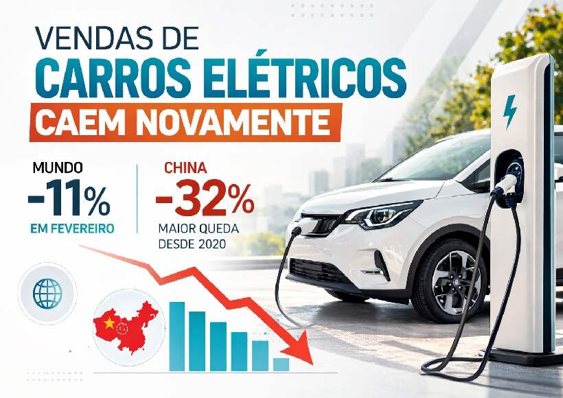 veículos elétricos caem novamente em fevereiro