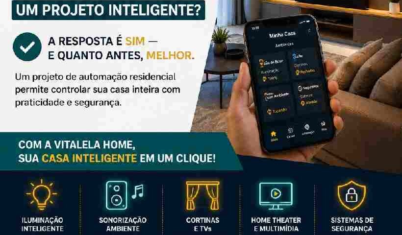 Projeto de automação residencial em Divinópolis com iluminação inteligente e sonorização pela Vitalela Home