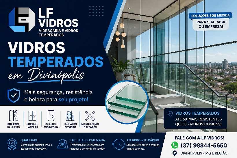Vidros temperados em Divinópolis Projetos sob medida com a LF Vidros