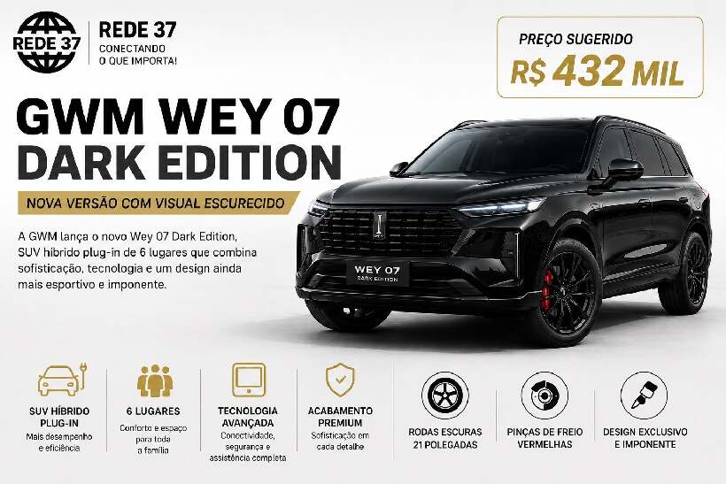 GWM Wey 07 Dark Edition chega ao Brasil com visual exclusivo e proposta ainda mais sofisticada por R$ 432 mil https://rede37.com.br/wp-content/uploads/2026/06/DIBULGACAO-3-1-5.jpg