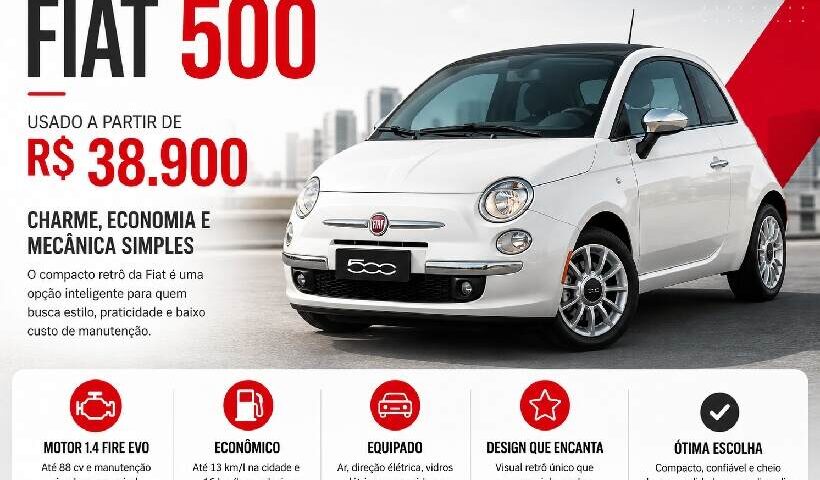 Fiat 500 usado por R$ 38.900: compacto estiloso une economia, praticidade e mecânica confiável https://rede37.com.br/wp-content/uploads/2026/06/DIBULGACAO-3-1-9.jpg
