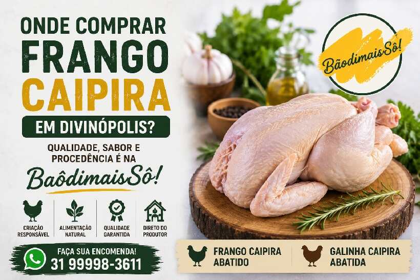 Onde comprar frango caipira em Divinópolis? Conheça a qualidade da BaôdimaisSô https://rede37.com.br/wp-content/uploads/2026/06/Onde-comprar-frango-caipira-em-Divinopolis.jpg