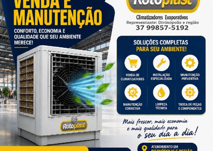 Venda e manutenção de climatizadores evaporativos em Divinópolis com atendimento especializado da Gustavo Vaz Representante Rotoplast.
