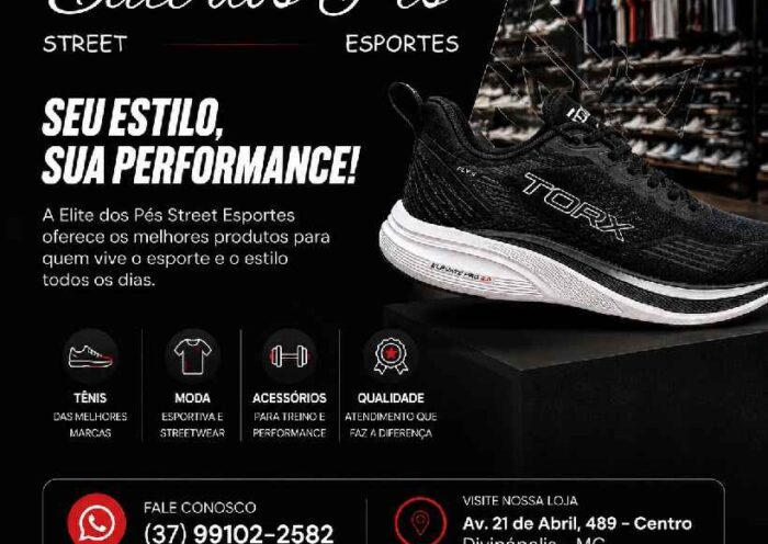 Loja de Esportes em Divinópolis com os melhores tênis, moda esportiva e lançamentos. Venha conhecer a Elite dos Pés Street Esportes!