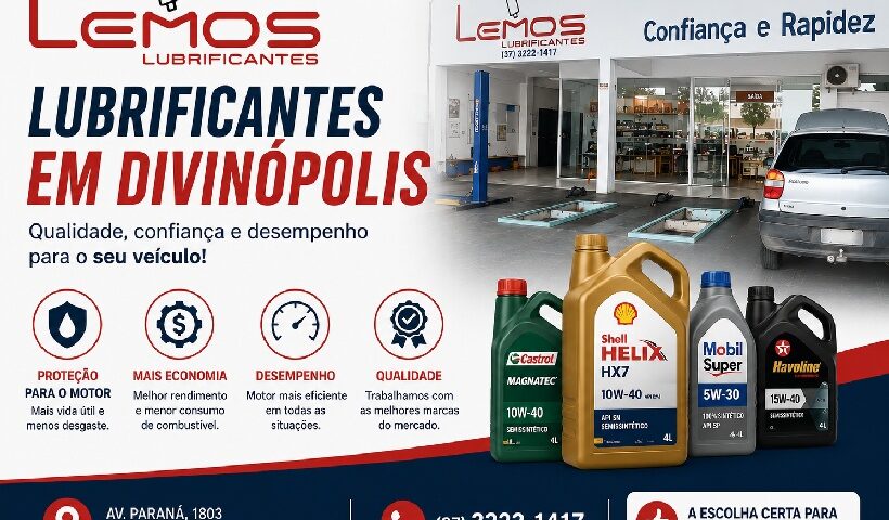 Lubrificantes em Divinópolis na Lemos Lubrificantes com troca de óleo, filtros automotivos e produtos das melhores marcas.