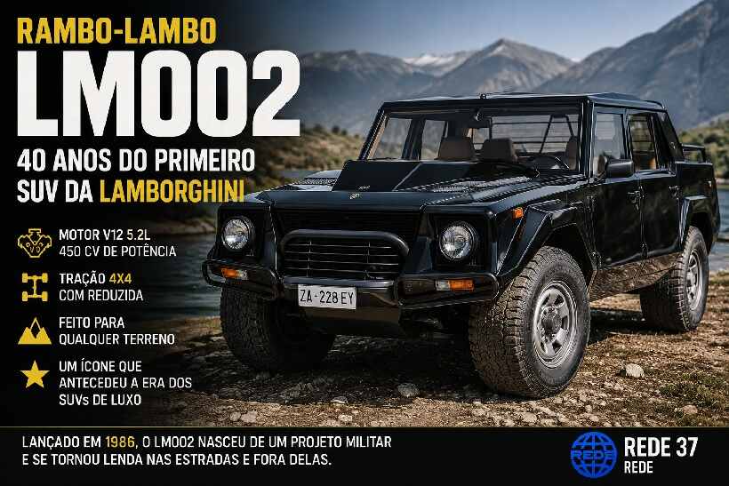 Lamborghini LM002 completa 40 anos: o SUV que nasceu para a guerra e revolucionou o segmento de luxo https://rede37.com.br/wp-content/uploads/2026/07/DIBULGACAO-3-1-7.jpg