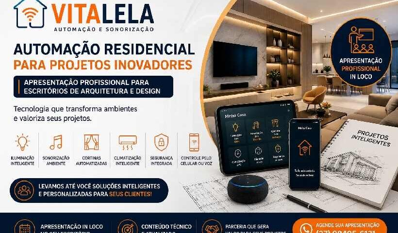 Apresentação profissional sobre automação residencial para arquitetos e designers em Divinópolis https://rede37.com.br/wp-content/uploads/2026/07/VITALELA-1.jpeg