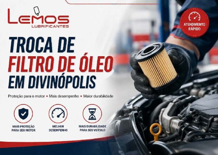 Troca de filtro de óleo em Divinópolis realizada pela Lemos Lubrificantes com filtros de qualidade e atendimento especializado.
