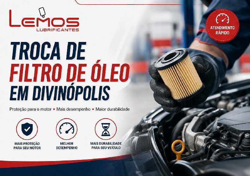 Troca de filtro de óleo em Divinópolis realizada pela Lemos Lubrificantes com filtros de qualidade e atendimento especializado.