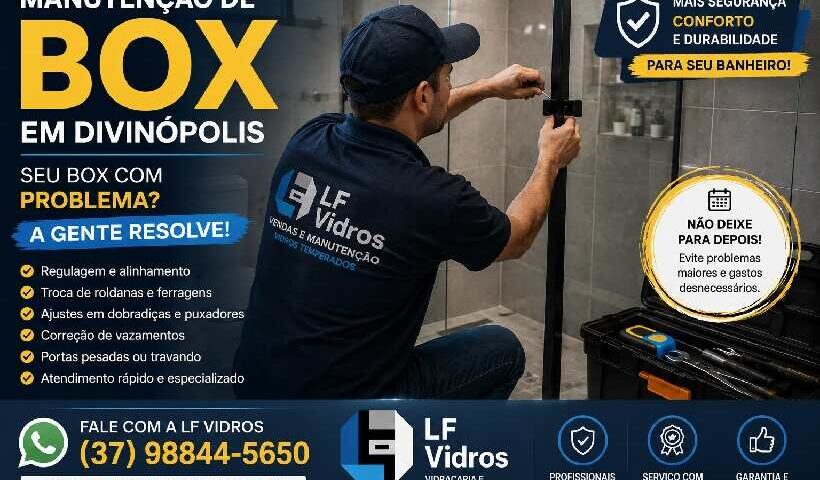 Manutenção de box em Divinópolis realizada pela LF Vidros