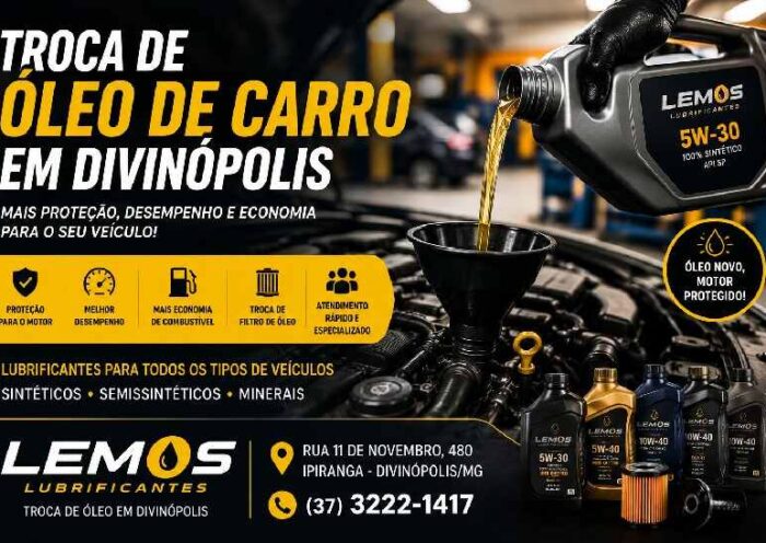 Troca de óleo de carro em Divinópolis realizada pela Lemos Lubrificantes