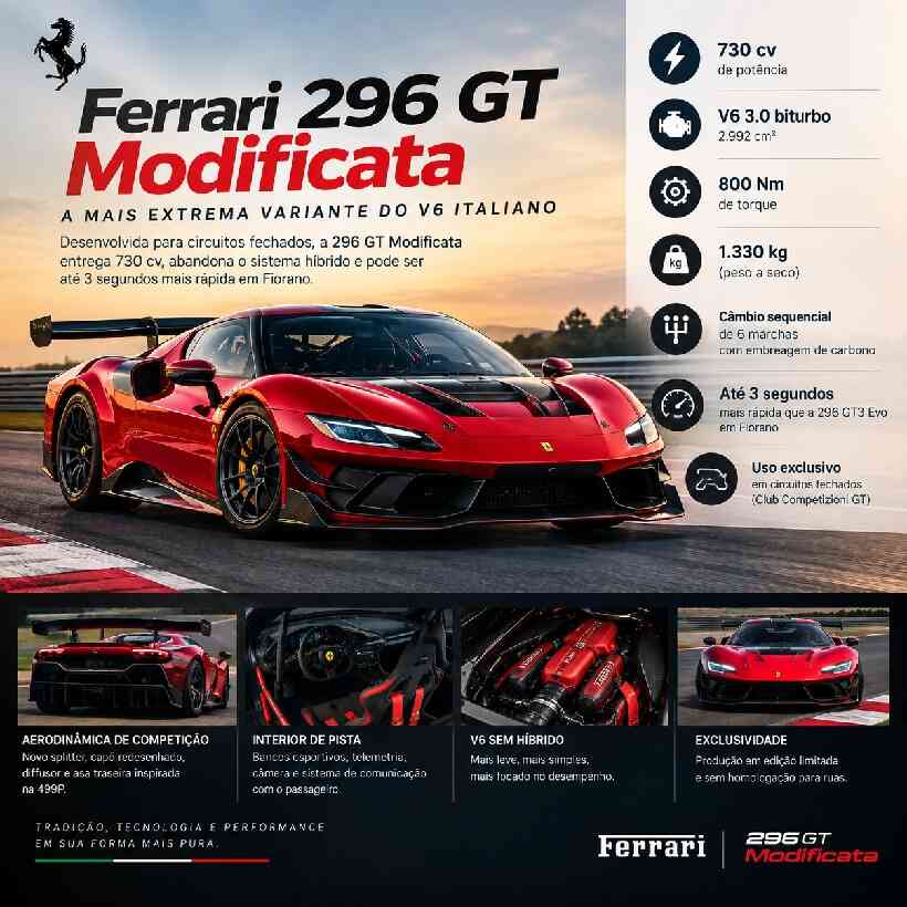 Ferrari 296 GT Modificata: a mais extrema da família V6 chega com 730 cv e foco total na pista https://rede37.com.br/wp-content/uploads/2026/09/DIBULGACAO-3-1-12.jpg