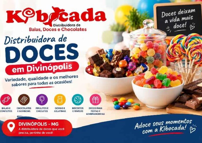 Kibocada distribuidora de doces em Divinópolis com balas, chocolates e guloseimas