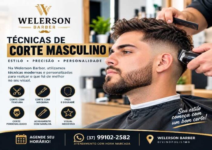 Técnicas de corte masculino em Divinópolis realizadas na Welerson Barber
