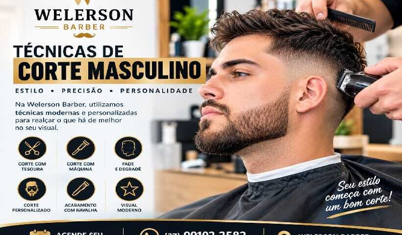 Técnicas de corte masculino em Divinópolis realizadas na Welerson Barber