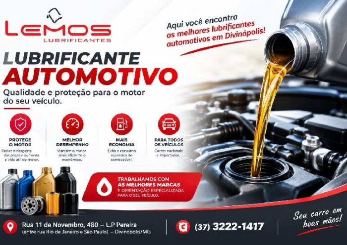 Lubrificante automotivo para carros em Divinópolis na Lemos Lubrificantes