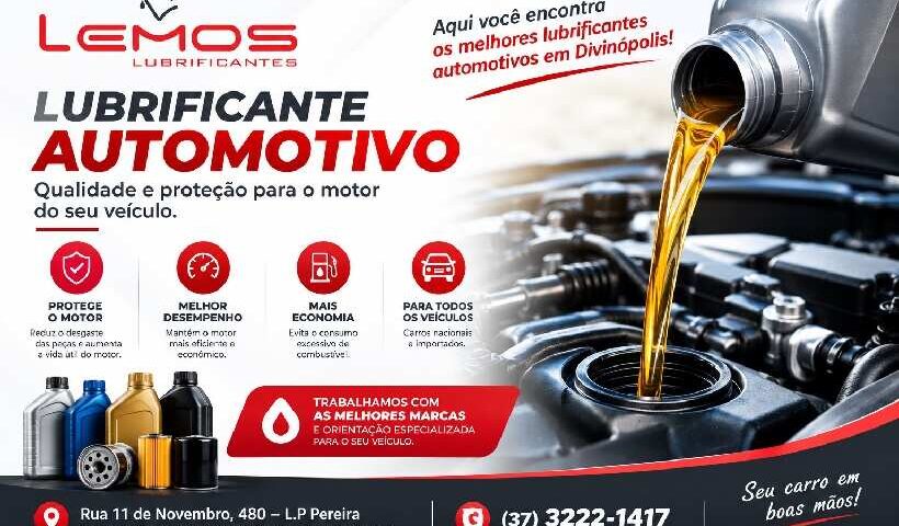 Lubrificante automotivo para carros em Divinópolis na Lemos Lubrificantes