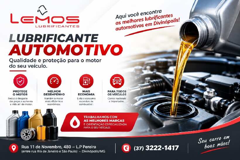 Lubrificante automotivo para carros em Divinópolis na Lemos Lubrificantes
