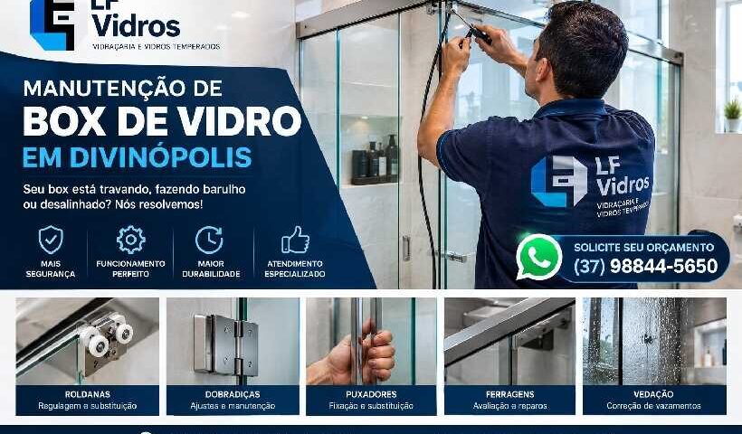 Manutenção de box de vidro em Divinópolis realizada pela LF Vidros