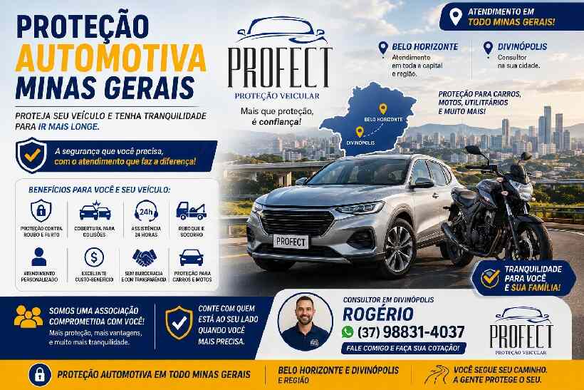 Proteção automotiva Minas Gerais - PROFECT em Belo Horizonte e Divinópolis