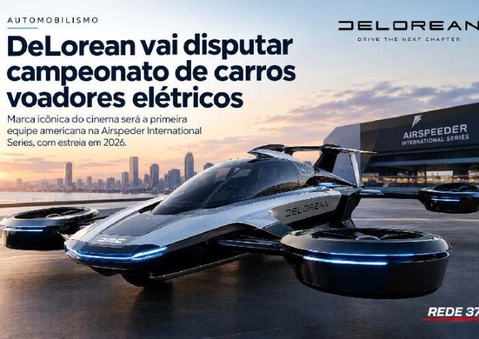 DeLorean, de “De Volta para o Futuro”, vai disputar campeonato de carros voadores elétricos https://rede37.com.br/wp-content/uploads/2026/10/DIBULGACAO-3-1-12.jpg