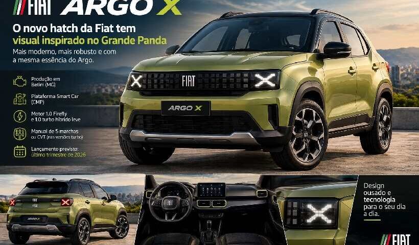 Fiat Argo X tem primeiras imagens reveladas e confirma inspiração no Grande Panda europeu https://rede37.com.br/wp-content/uploads/2026/10/DIBULGACAO-3-1.jpg