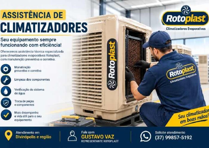 Assistência de climatizadores evaporativos Rotoplast em Divinópolis e região.