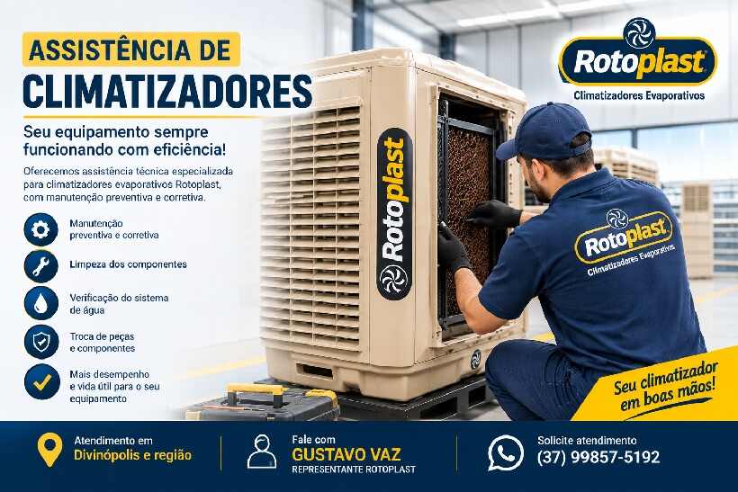 Assistência de climatizadores evaporativos Rotoplast em Divinópolis e região.