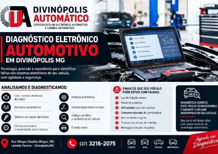 Diagnóstico eletrônico automotivo em Divinópolis MG realizado pela Divinópolis Automático.