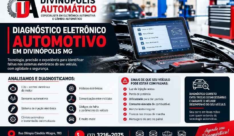 Diagnóstico eletrônico automotivo em Divinópolis MG realizado pela Divinópolis Automático.