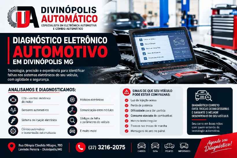 Diagnóstico eletrônico automotivo em Divinópolis MG realizado pela Divinópolis Automático.