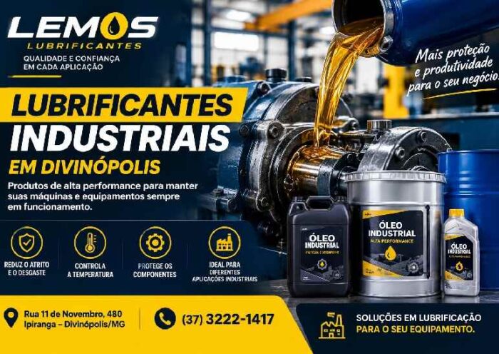 Lubrificantes industriais em Divinópolis para máquinas e equipamentos – Lemos Lubrificantes.